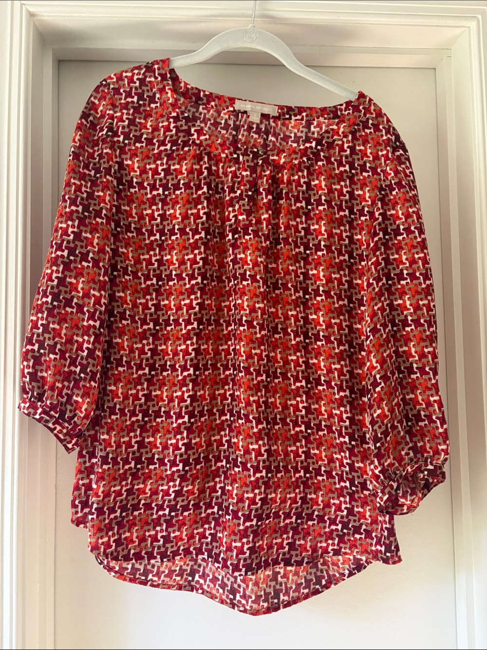 Banana Republic Red Multi-Color Patterned Blouse